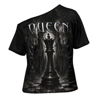 Chess Queen Cross Shoulder Shirt Strategic Board Game Gothic Dark Fantasy