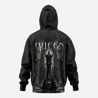 Chess Queen Hoodie Strategic Board Game Gothic Dark Fantasy