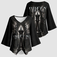 Chess Queen Kimono Sleeve Blouse Strategic Board Game Gothic Dark Fantasy