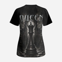 Chess Queen Scrub Top Strategic Board Game Gothic Dark Fantasy