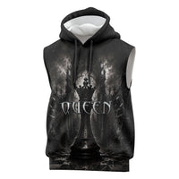 Chess Queen Sleeveless Hoodie Strategic Board Game Gothic Dark Fantasy