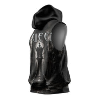 Chess Queen Sleeveless Hoodie Strategic Board Game Gothic Dark Fantasy