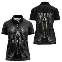 Chess Queen Women Polo Shirt Strategic Board Game Gothic Dark Fantasy