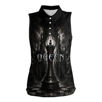 Chess Queen Women Sleeveless Polo Shirt Strategic Board Game Gothic Dark Fantasy