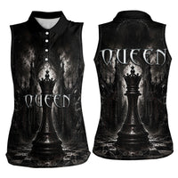 Chess Queen Women Sleeveless Polo Shirt Strategic Board Game Gothic Dark Fantasy