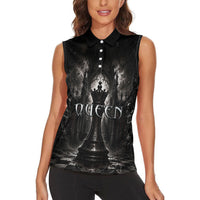 Chess Queen Women Sleeveless Polo Shirt Strategic Board Game Gothic Dark Fantasy