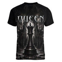 Chess Queen Women V-Neck T-Shirt Strategic Board Game Gothic Dark Fantasy