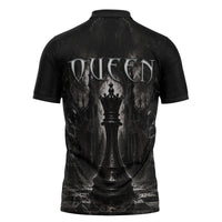 Chess Queen Zipper Polo Shirt Strategic Board Game Gothic Dark Fantasy