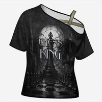Chess King Cross Shoulder Shirt Strategic Board Game Gothic Dark Fantasy