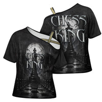 Chess King Cross Shoulder Shirt Strategic Board Game Gothic Dark Fantasy