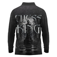 Chess King Long Sleeve Polo Shirt Strategic Board Game Gothic Dark Fantasy