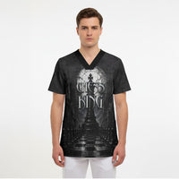 Chess King Scrub Top Strategic Board Game Gothic Dark Fantasy