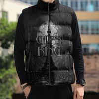 Chess King Sleeveless Puffer Jacket Strategic Board Game Gothic Dark Fantasy