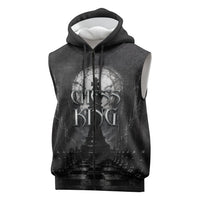 Chess King Sleeveless Zip Hoodie Strategic Board Game Gothic Dark Fantasy
