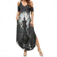 Chess King Summer Maxi Dress Strategic Board Game Gothic Dark Fantasy