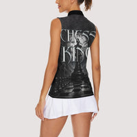 Chess King Women Sleeveless Polo Shirt Strategic Board Game Gothic Dark Fantasy