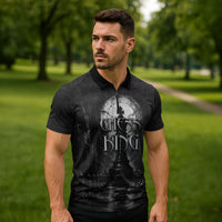 Chess King Zipper Polo Shirt Strategic Board Game Gothic Dark Fantasy