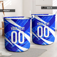 Personalized Uzbekistan Soccer Wolf Mascot Laundry Basket Uzbekistan Football Dynamic Cartoon Geometric