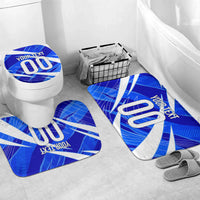 Personalized Uzbekistan Soccer Wolf Mascot Bathroom Set Uzbekistan Football Dynamic Cartoon Geometric