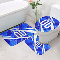 Personalized Uzbekistan Soccer Wolf Mascot Bathroom Set Uzbekistan Football Dynamic Cartoon Geometric