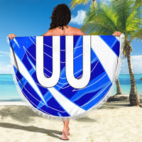 Personalized Uzbekistan Soccer Wolf Mascot Beach Blanket Uzbekistan Football Dynamic Cartoon Geometric
