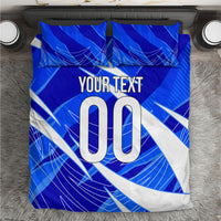 Personalized Uzbekistan Soccer Wolf Mascot Bedding Set Uzbekistan Football Dynamic Cartoon Geometric