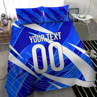 Personalized Uzbekistan Soccer Wolf Mascot Bedding Set Uzbekistan Football Dynamic Cartoon Geometric