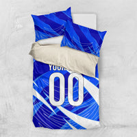 Personalized Uzbekistan Soccer Wolf Mascot Bedding Set Uzbekistan Football Dynamic Cartoon Geometric
