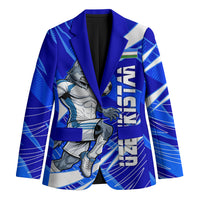 Personalized Uzbekistan Soccer Wolf Mascot Blazer Uzbekistan Football Dynamic Cartoon Geometric