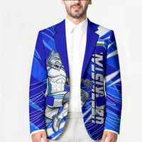 Personalized Uzbekistan Soccer Wolf Mascot Blazer Uzbekistan Football Dynamic Cartoon Geometric