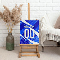 Personalized Uzbekistan Soccer Wolf Mascot Canvas Wall Art Uzbekistan Football Dynamic Cartoon Geometric