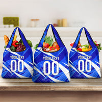 Personalized Uzbekistan Soccer Wolf Mascot Grocery Bag Uzbekistan Football Dynamic Cartoon Geometric