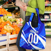 Personalized Uzbekistan Soccer Wolf Mascot Grocery Bag Uzbekistan Football Dynamic Cartoon Geometric