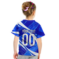 Personalized Uzbekistan Soccer Wolf Mascot Kid T Shirt Uzbekistan Football Dynamic Cartoon Geometric