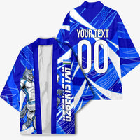 Personalized Uzbekistan Soccer Wolf Mascot Kimono Uzbekistan Football Dynamic Cartoon Geometric