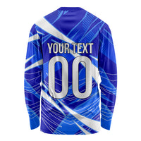 Personalized Uzbekistan Soccer Wolf Mascot Long Sleeve Shirt Uzbekistan Football Dynamic Cartoon Geometric