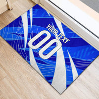 Personalized Uzbekistan Soccer Wolf Mascot Rubber Doormat Uzbekistan Football Dynamic Cartoon Geometric