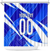 Personalized Uzbekistan Soccer Wolf Mascot Shower Curtain Uzbekistan Football Dynamic Cartoon Geometric