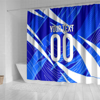Personalized Uzbekistan Soccer Wolf Mascot Shower Curtain Uzbekistan Football Dynamic Cartoon Geometric