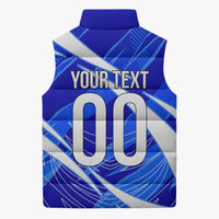 Personalized Uzbekistan Soccer Wolf Mascot Sleeveless Puffer Jacket Uzbekistan Football Dynamic Cartoon Geometric