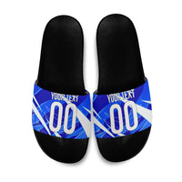 Personalized Uzbekistan Soccer Wolf Mascot Slide Sandals Uzbekistan Football Dynamic Cartoon Geometric