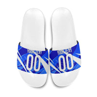 Personalized Uzbekistan Soccer Wolf Mascot Slide Sandals Uzbekistan Football Dynamic Cartoon Geometric