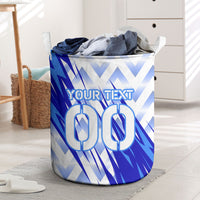 Personalized Uzbekistan Soccer Laundry Basket Wolf Mascot Chevron Zigzag Pattern
