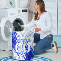 Personalized Uzbekistan Soccer Laundry Basket Wolf Mascot Chevron Zigzag Pattern