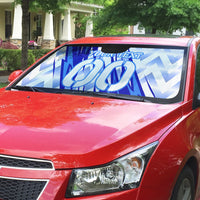 Personalized Uzbekistan Soccer Auto Sun Shade Wolf Mascot Chevron Zigzag Pattern
