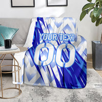 Personalized Uzbekistan Soccer Blanket Wolf Mascot Chevron Zigzag Pattern