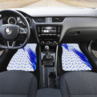 Personalized Uzbekistan Soccer Car Mats Wolf Mascot Chevron Zigzag Pattern