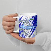 Personalized Uzbekistan Soccer Ceramic Mug Wolf Mascot Chevron Zigzag Pattern
