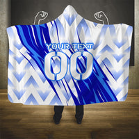 Personalized Uzbekistan Soccer Hooded Blanket Wolf Mascot Chevron Zigzag Pattern