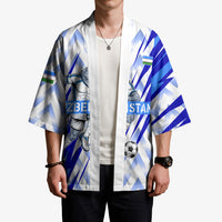 Personalized Uzbekistan Soccer Kimono Wolf Mascot Chevron Zigzag Pattern